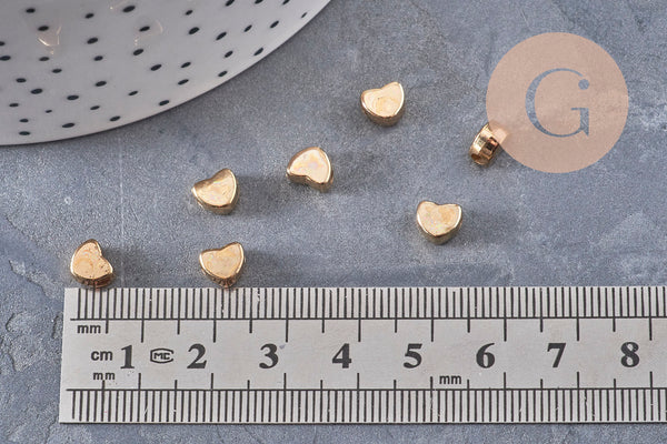 Cuentas de corazón de plástico dorado de 5,5 mm, x 10 g VÁLIDAS