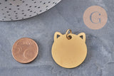Pendentif tête de chat acier 201 inoxydable 29mm personnalisable, x1 (G11017)