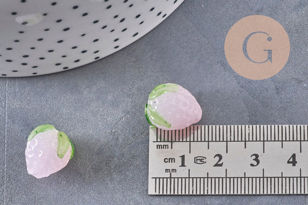 Perla de cristal checo coloreada en forma de fresa, 15 mm, x 1-2 o 5 VÁLIDA