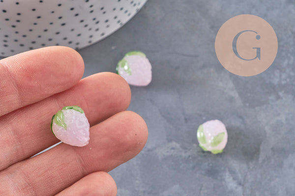 Perla de cristal checo coloreada en forma de fresa, 15 mm, x 1-2 o 5 VÁLIDA