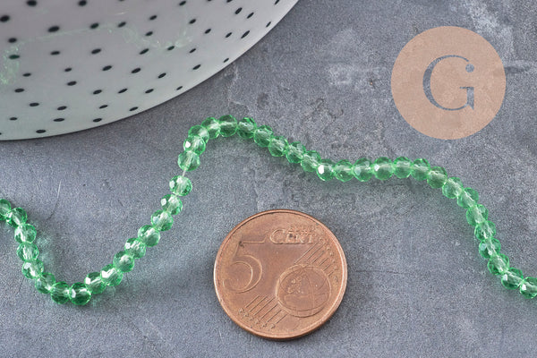 Cuentas de ábaco de cristal verde claro transparente de 3,5 mm, x1 tira de 29 cm VÁLIDO