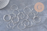 Anneaux créoles acier inoxydable 316 argenté 30mm, x20 (G11003)