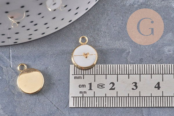 Pendentif rond petit coeur acier 304 inoxydable doré ip 8mm, x1 (G11016)