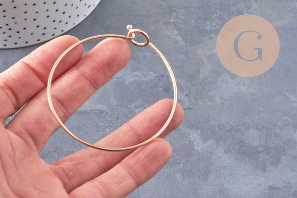 Bracelet jonc ouvrable rond 1.5mm acier 304 inoxydable or rose IP 60mm, x1 (G11029)