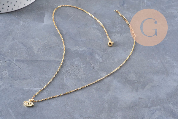 Collier chaine acier inoxydable doré 14k 1.5/45cm, x1 (G6745)