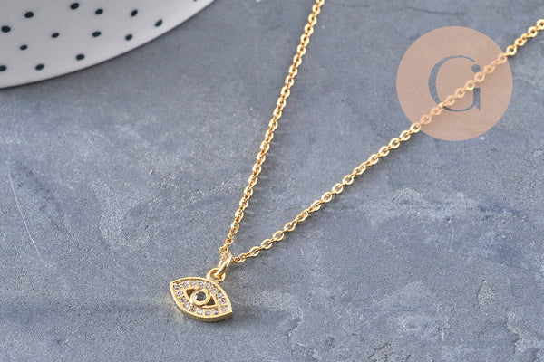 Collier chaine acier inoxydable doré 14k 1.5/45cm, x1 (G6745)