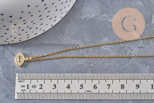 Collier chaine acier inoxydable doré 14k 1.5/45cm, x1 (G6745)
