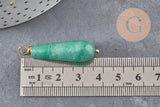 Pendentif goutte aventurine naturel laiton & acier doré 38mm, x1 (G11051)