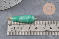 Pendentif goutte aventurine naturel laiton & acier doré 38mm, x1 (G11051)