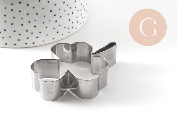 Emporte-pièce trèfle acier inoxydable 7.4cm, x1 (G11050)