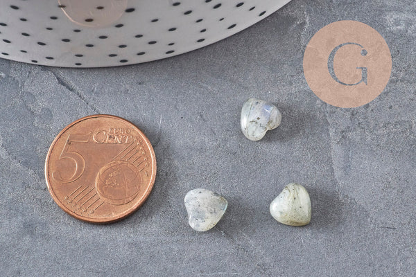 Cabochon coeur labradorite naturelle 8x8mm, x1 (G11047)