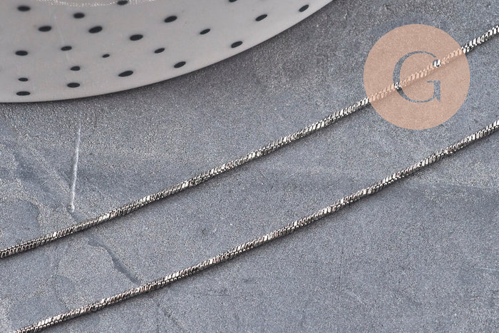 Collier Chaine serpent acier inoxydable platine 1mm/42.5cm, x1 (G11057)
