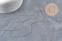 Collier Chaine serpent acier inoxydable platine 1mm/42.5cm, x1 (G11057)