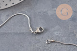 Collier Chaine serpent acier inoxydable platine 0.8mm/45.5cm, x1 (G11054)