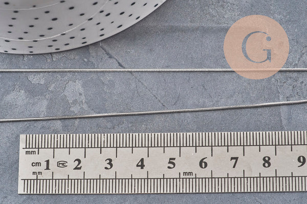 Collier Chaine serpent acier inoxydable platine 0.8mm/45.5cm, x1 (G11054)