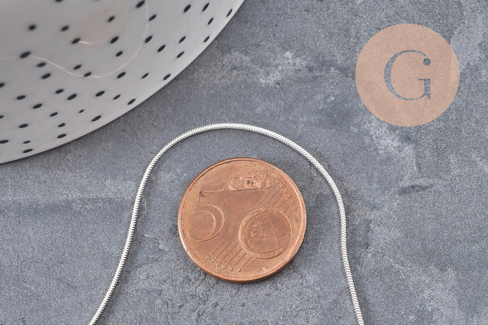 Collier chaine serpent acier inoxydable platine 1.5mm/45cm, x1 (G11065)
