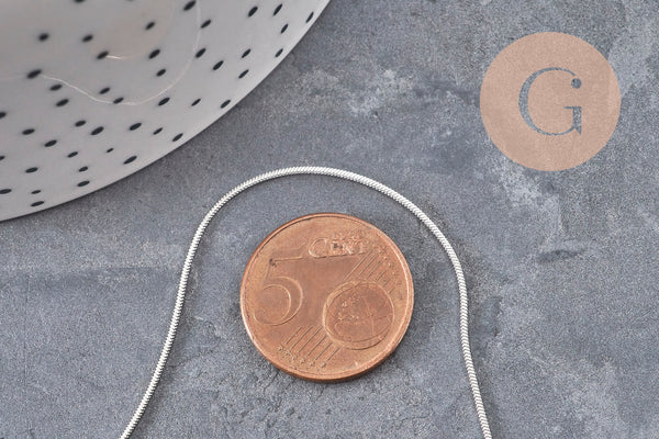 Collier chaine serpent acier inoxydable platine 1.5mm/45cm, x1 VALIDE