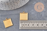 Pendentif carré cabochon laiton brut, x2 (G11038) VALIDE