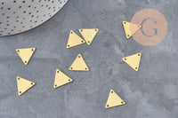 Breloque triangle 3 trous laiton brut 14mm, x10 (G11033)
