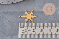 Pendentif flocon de neige laiton brut 21mm, x2 (G11036)