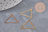 Pendentif triangle évidé laiton brut 22mm, x4 (G11035)