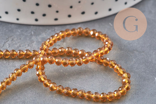 Perles abacus cristal jaune doré transparent 3.5mm, x1 fil de 29cm (G11068)