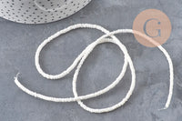 Perles heishi coquillage naturel blanc 3-4mm x1 fil de 60cm (G11092)