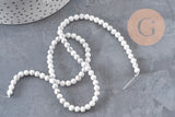 Perle ronde howlite blanche naturelle 4mm, x1 fil de 38cm (G11091)