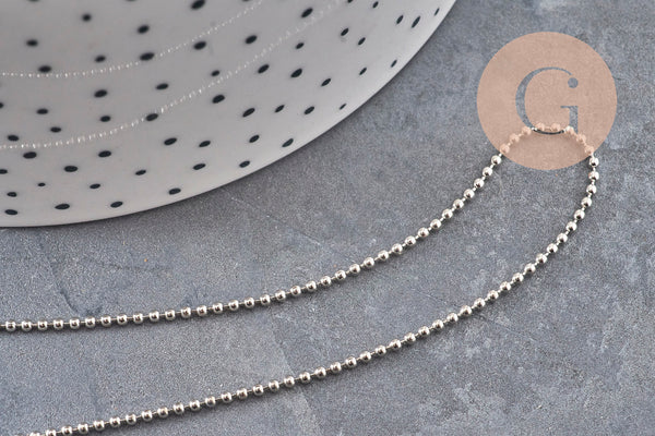Chaine boule laiton platine facetté 1.5mm, x 5Mètres (G1665)
