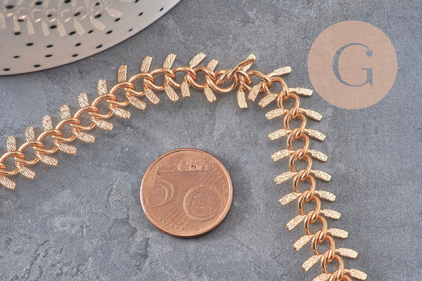 Chaine arrête de poisson Fishbone doré champagne /or rose, x50cm, (G2671)