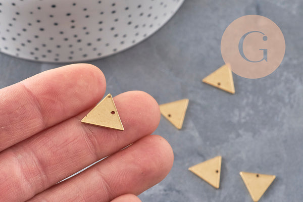 Breloque triangle à l'envers 1 trou laiton brut 14mm, x10 (G11082)