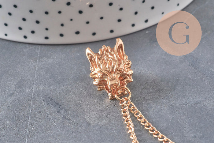 Broche de col Lion zamac doré, x1 (G7022)