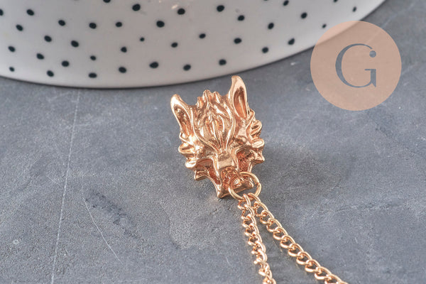 Broche de col Lion zamac doré, x1 (G7022)