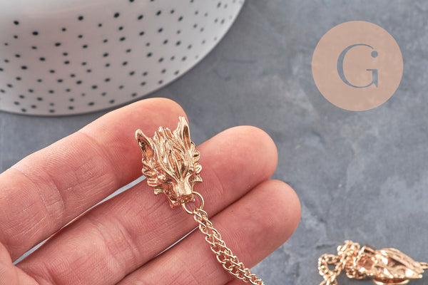 Broche de col Lion zamac doré, x1 (G7022)