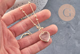 Collier locket cœur porte-photo verre laiton doré 18K, x1 (G11088)