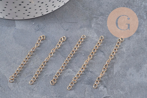 Chaine extension laiton brut 45mm, x5 (G11109)