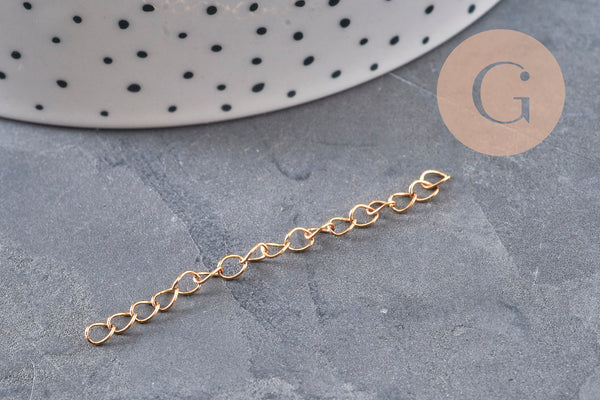 Chaine extension laiton brut 45mm, x5 (G11109)
