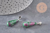 Pendentif goutte rubis zoisite naturel acier inoxydable platine 28mm, x1 (G11120)
