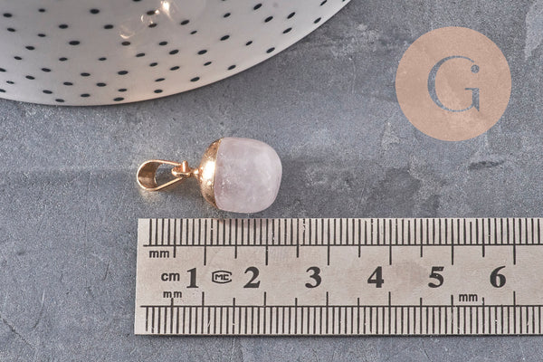 Pendentif goutte cristal de roche naturel fer doré 17-19mm, x1 (G11128)