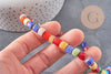 Perles rondelle verre millefiori artisanal 9mm, x1 fil de 40cm (G11113)