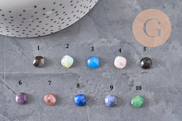 Cabochon carré pierre naturelle 8x8mm, x1 (G11155)