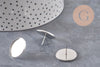 Clous-puces oreille support cabochon rond 10mm acier 304 inoxydable platine, x2 VALIDE