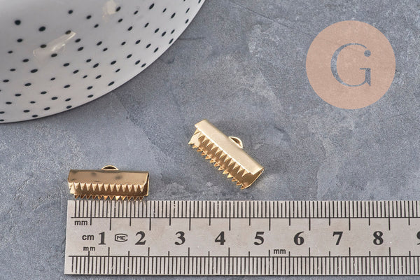 Embouts à pincer ruban acier 304 inoxydable doré 20.5mm, x2 (G11134)