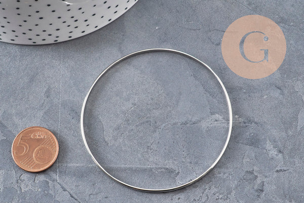 Bracelet jonc lisse acier 304 inoxydable platine 65mm, x1 (G11150)