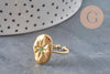 Bague réglable fleur acier inoxydable doré Taille 54, x1 (G7009)