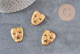 Pendentif Masque carnaval théâtre laiton brut 25mm, x1 (G10164)