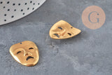 Pendentif Masque carnaval théâtre laiton brut 25mm, x1 (G10164)
