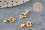 Zamac gold key charm 15.5mm, x10 VALID