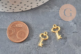 Zamac gold key charm 15.5mm, x10 VALID