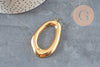 Hollow oval pendant, 304 stainless steel, gold textured, 58mm, x1 (G11268)